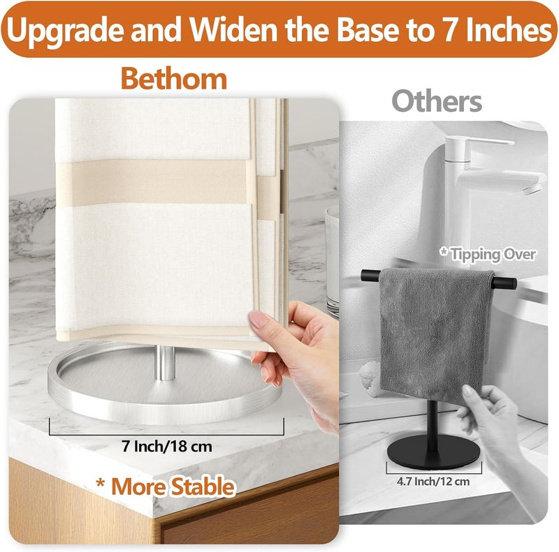 Bethom Hand Towel Holder, Stainless Steel Countertop Towel Stand for Bathroom, S-Shape Free Standing Towel Rack Bar Holds 2 Towels for Kitchen, Brushed Nickel - Image 2